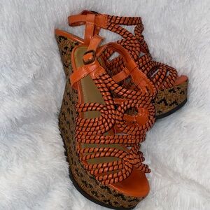 Orange Summer Platform Wedges